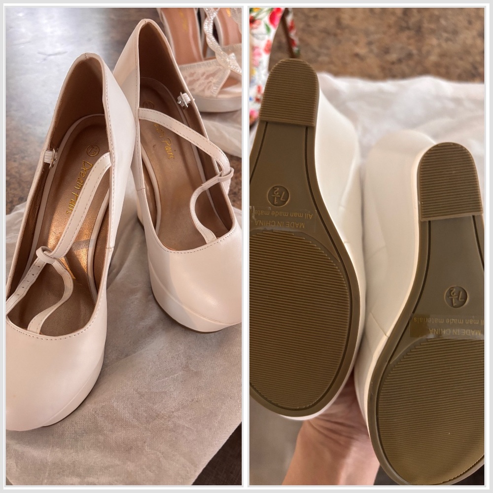 Never Worn - White Wedge Platform Shoe - Size - 7.5